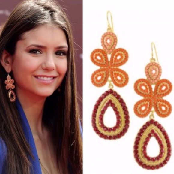 Stella & Dot Capri Chandelier Earrings — Coral Red Orange - Picture 7 of 10